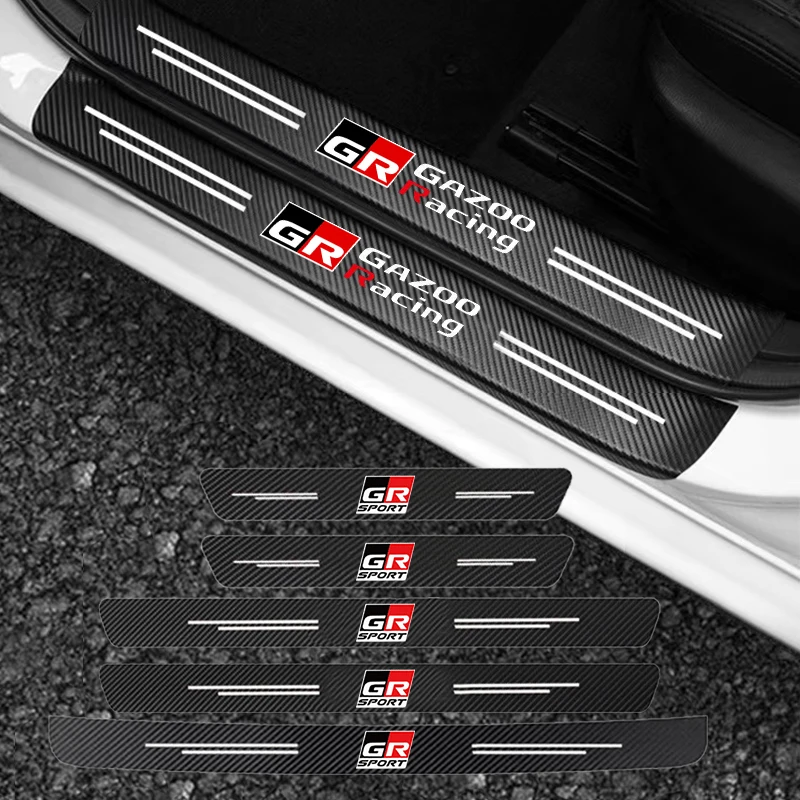 

For Toyota sport GR Sport GR GAZOO RACING RAV4 Avensis Prado Prius Carbon fiber car door sill Threshold protective stickers auto