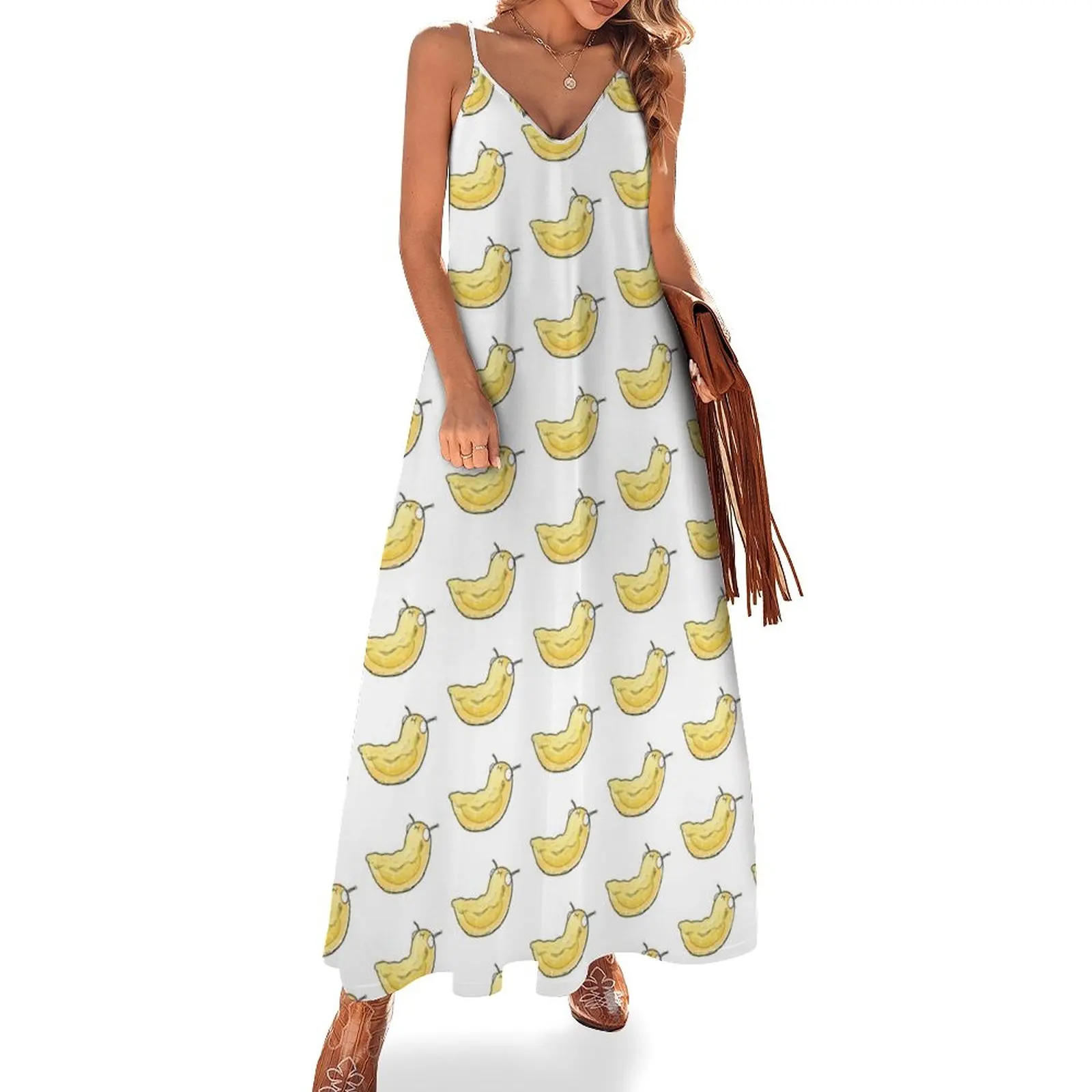 

Banana Slug Friend Sleeveless Dress summer women's suit Women's summer dresses