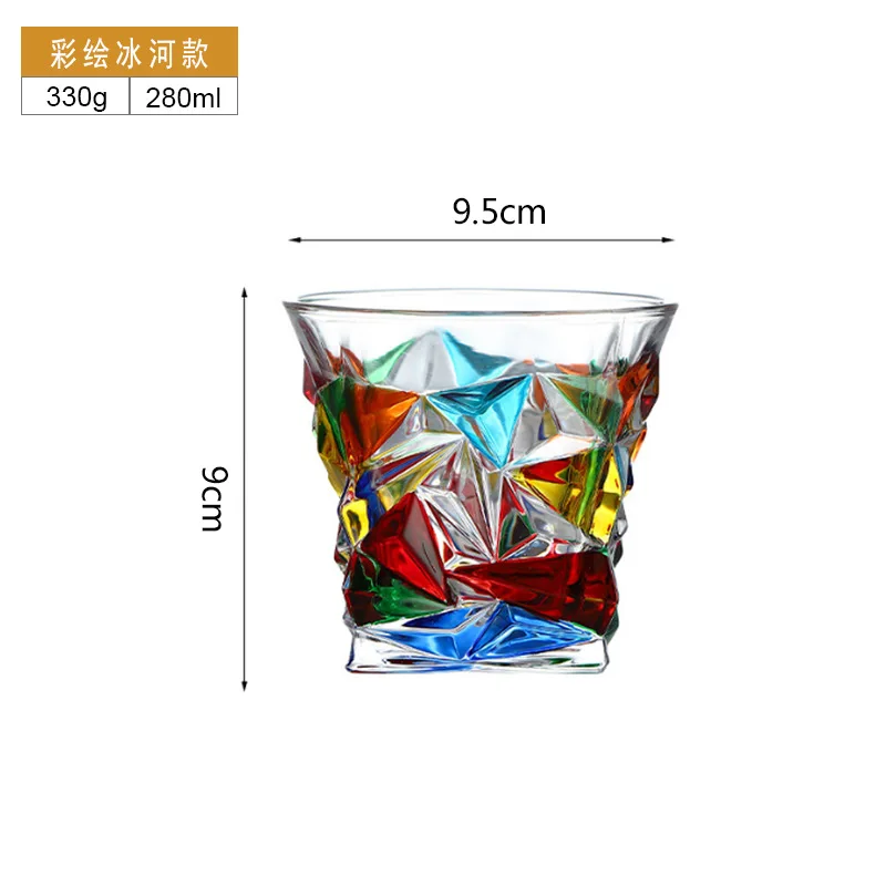 Withered Handmade painted glass water glass with contrasting stripes, woven crystal glass, whiskey glass, beer and foreig