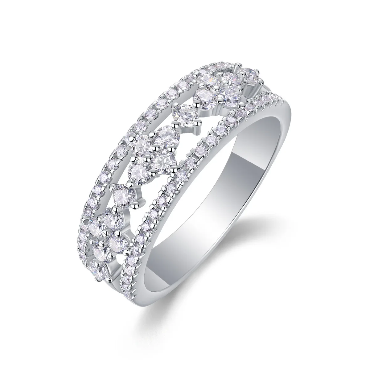 S925 Silver D Color Moissanite Eternity Gold Colour Wedding Band Moissanite Ring for Women