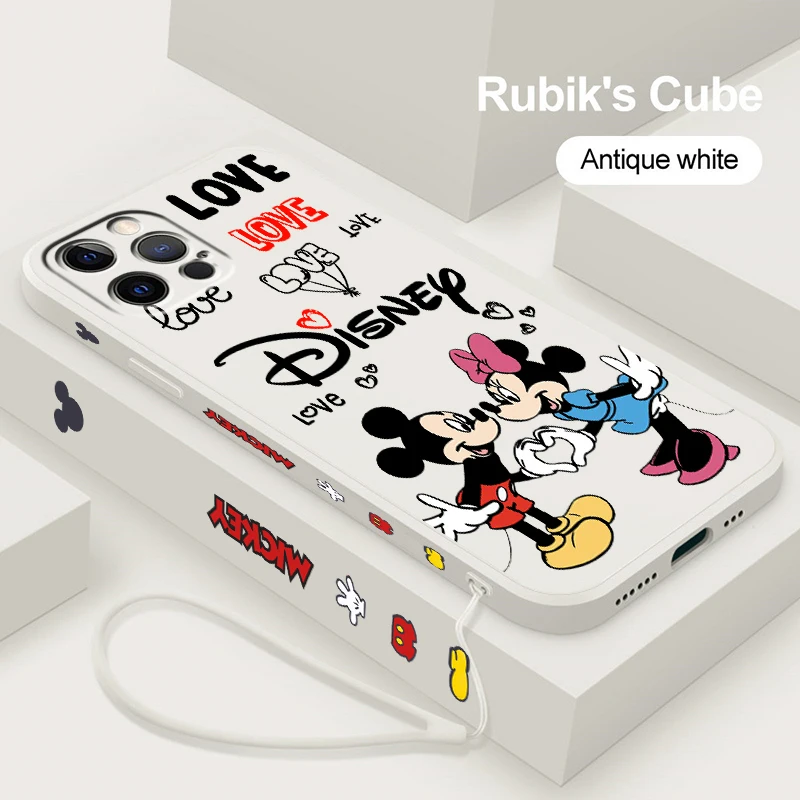 

Minnie Disney Mickey Love For Apple iPhone 15 14 13 12 11 XS XR X 8 7 SE Pro Ultra Max Plus Mini Liquid Left Rope Phone Case