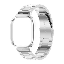 Stainless Steel Watch Strap and Metal Protective Case Set - Redmi Watch 5 (Silver)