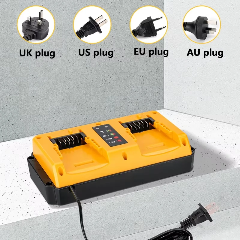 듀얼 포트 충전기 빠른 휴대용 미국/EU/영국/AU 플러그 Dewalt 18V-20V 리튬 배터리 DCB202 DCB204 DCB206 DCB207 DCB203
