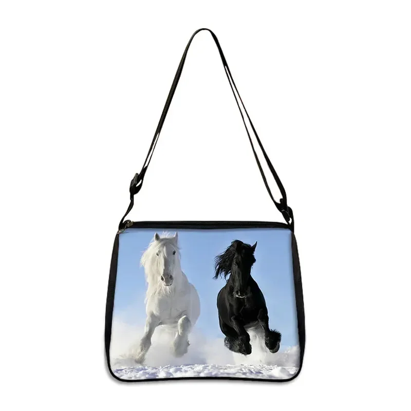 Animal Horse Handbags Canvas Shoulder Bag Women Messenger Bag Girls Travel Bags Ladies Cross Bags