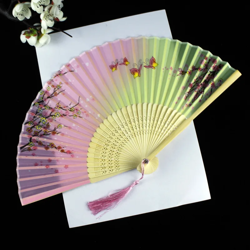 Foldable Silk Hand Fan - Bamboo Halloween Cosplay Prop  Party Decoration
