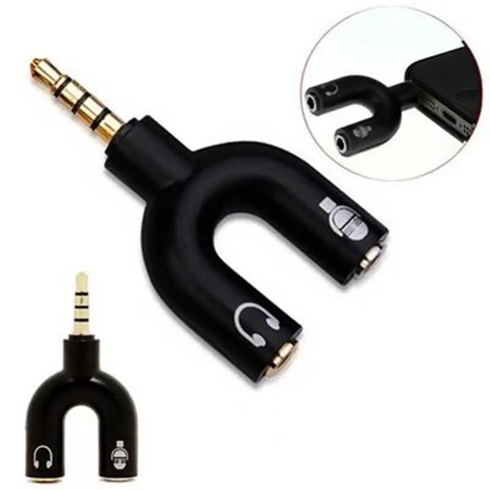 1PC Dual 3.5MM Y-type  Adapter Headphone Plug Audio Cables Splitter Microphone 2 in 1 Swivel Connector Jack Plug Adapter