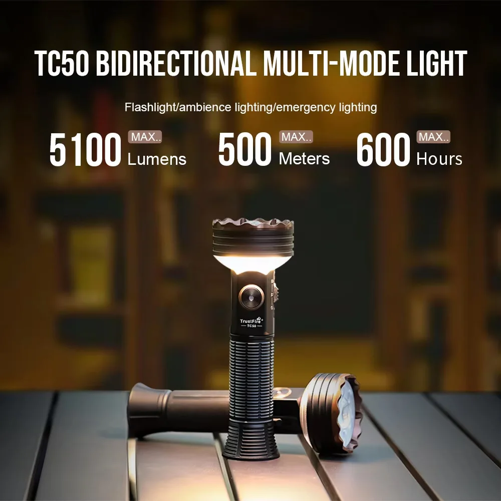 Rechargeable Tactical Flashlight with 5100 Lumens for Outdoor Camping