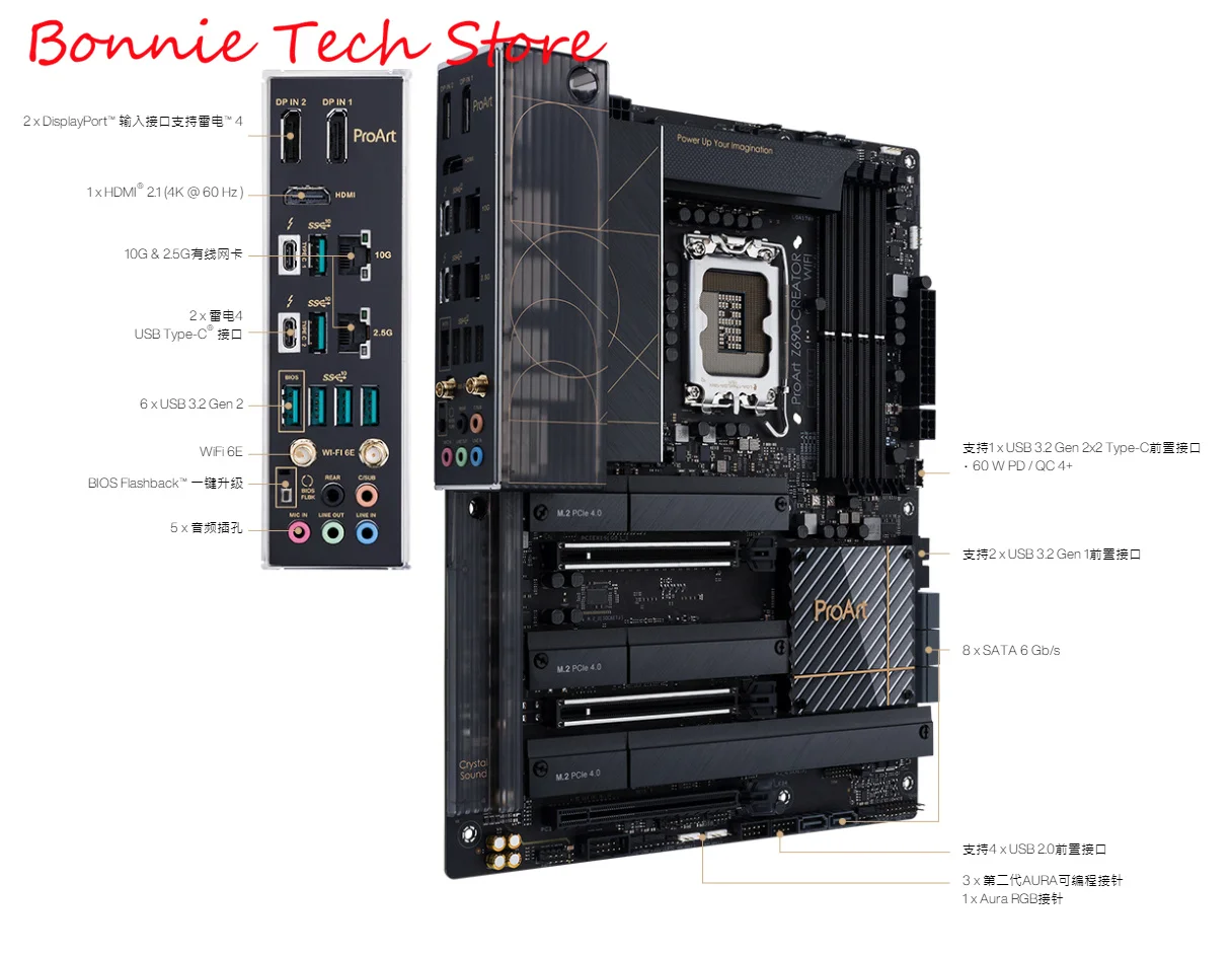 Proart Z690-Creator Wifi, Scheda Madre Socket Lga1700, Processori Core Di 12A/13A Generazione, Pcie 5.0 , Ddr5,Wifi 6E