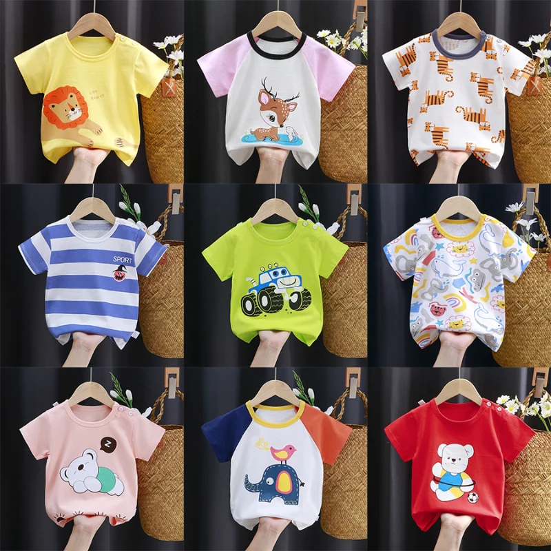 

Summer Baby T-Shirts Children Cartoon T-shirt Animal Printing Dinosaur Lion Boys T Shirt Girls Tops Tees Cartoon Kids Clothes