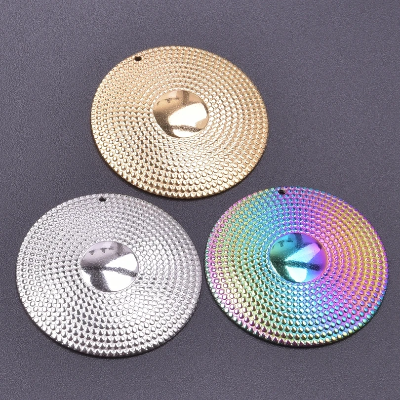 

5Pcs Rainbow Accessories Round Charms Fashion DIY Personalize Earrings Stainless Steel Charm Large Pendant Jewelry Making Craft