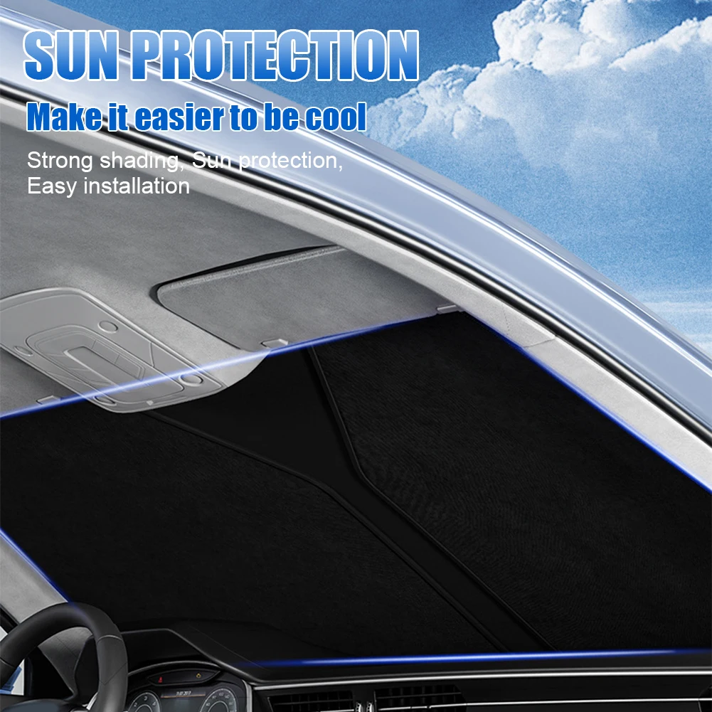 70*140cm Car Windshield Shade Universal Front Windscreen Sun Shade Sun Protection Double-Layer Window Cover Collapsible for Auto bumper stickers