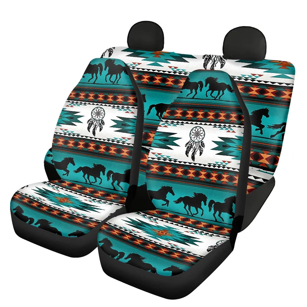 

Комплект чехлов для автомобильных сидений, Нескользящие чехлы на передние и задние сиденья автомобиля, легкая в чистке, в стиле ацтекской лошади