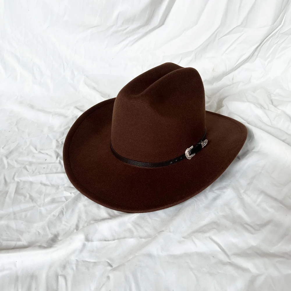 

New cowboy top hat European and American punk style hat along men's and women's cool riding hat cowboy roll hat