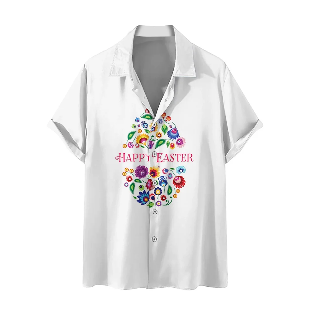 thumbnail image 1 of Camisas de Pascua para hombres, divertidas camisas con estampado de huevos de Pascua, camisas hawaianas de manga corta con botones y bolsillo, ropa para mujer, 1 of 5