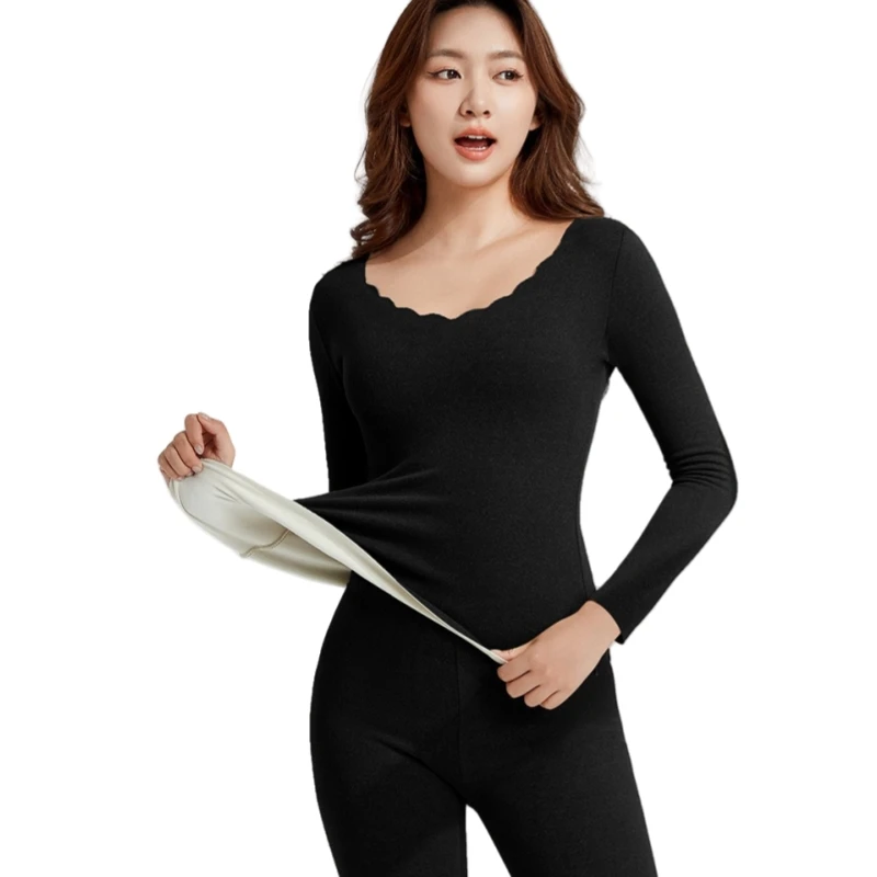 Women's Seamless Thermal Underwear Set, Keep Warm in Winter, Long Sleeve Top and Bottom Suit
