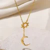 Collier géométrique en acier inoxydable pour femmes, pendentif tournesol, chaîne de clavicule, accessoires de bijoux esthétiques