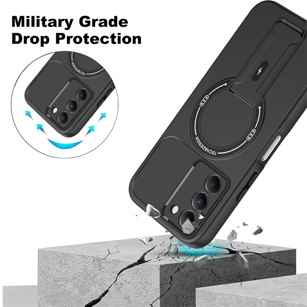 Enhanced Magnetic Lens Protection Foldable Phone Case with Soft Back Cover