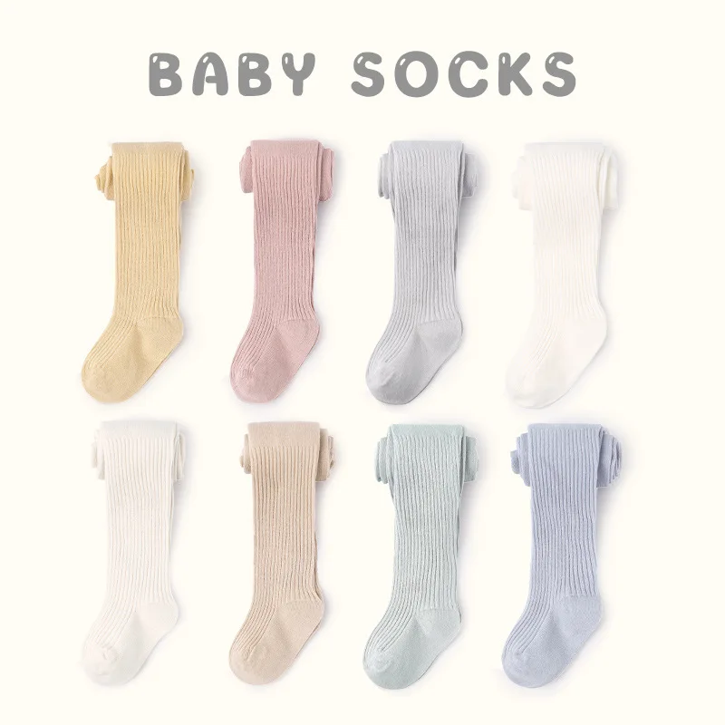 

Baby Leggings Spring and Autumn Solid Color Double Needle Combed Cotton Baby Pantyhose Large PP Girls Pantyhose 0-8 Years