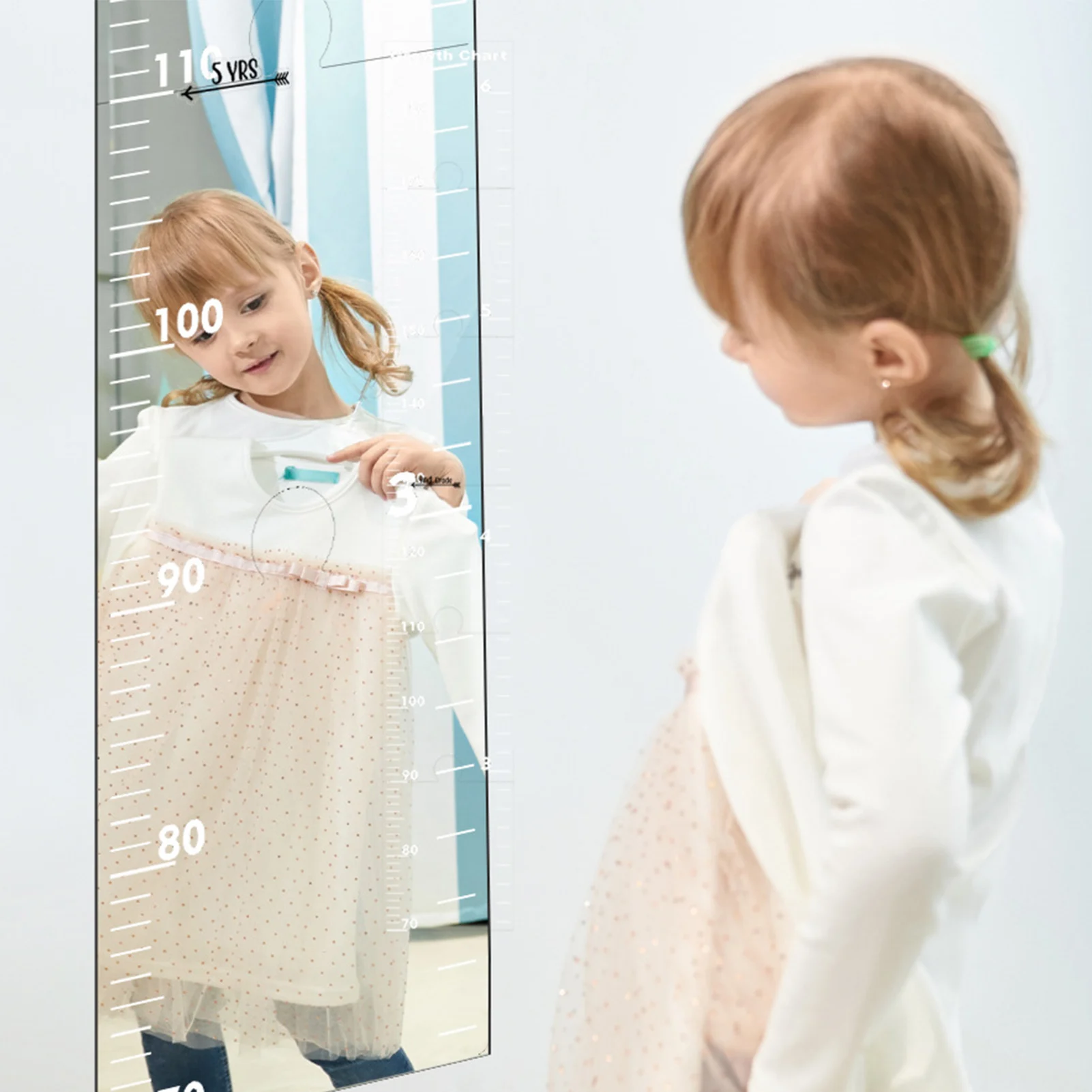 Wall Puzzle Mirror Height Chart Acrylic Height Measurement Ruler for Children's Room Wall Decor