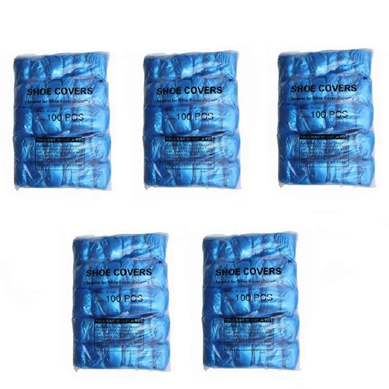 200PCS Disposable T-Buckle Overshoes Waterproof PE Dispensers Dustproof Boot Covers For Automatic Shoe Cover