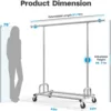 Clothing Garment Rack Capacity 450 lbs Clothing Racks on Wheels Rolling Clothes Rack for Hanging Clothes Heavy Duty Commercial 5