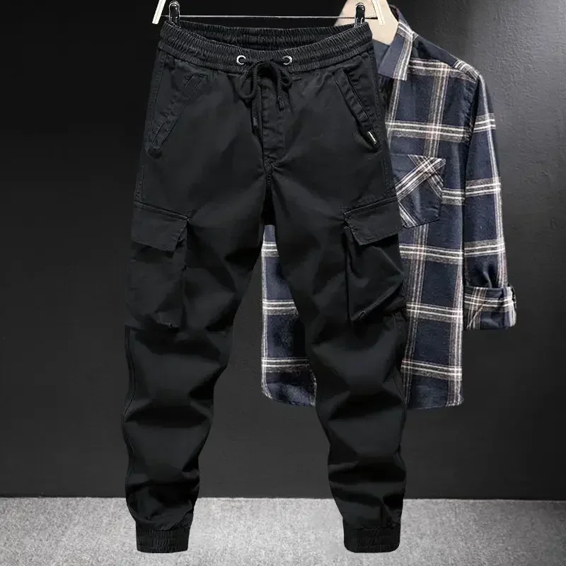 thumbnail image 1 of Pantalones Hombre Moto Invierno Negro Cargo Pantalones para Hombre Biker Forrado Polar Nailon Emo Moda Talla Grande Alta Calidad Diseñador, 1 of 4