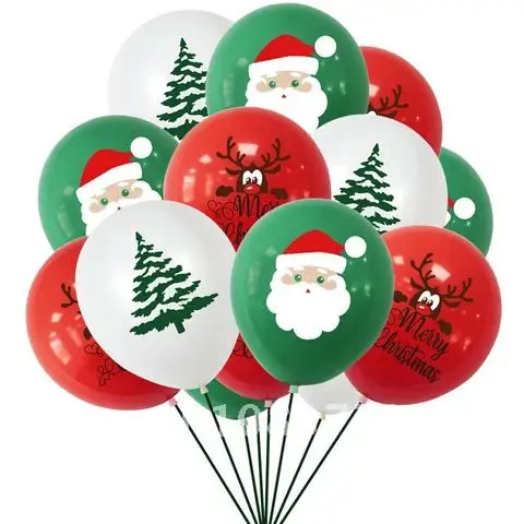 

10Pcs New Year Christmas Party Home Decorations Balloon Air Globos Merry Christmas Santa Claus Elk Xmas Tree Confetti Balloons