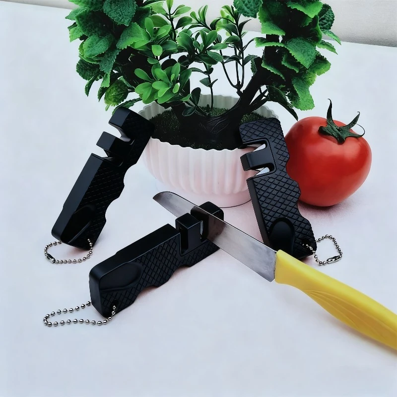 Portable Knife Whetstone Keychain Ceramic Tungsten Steel Scissor Sharpener Outdoor Multi Hook Camp Tool