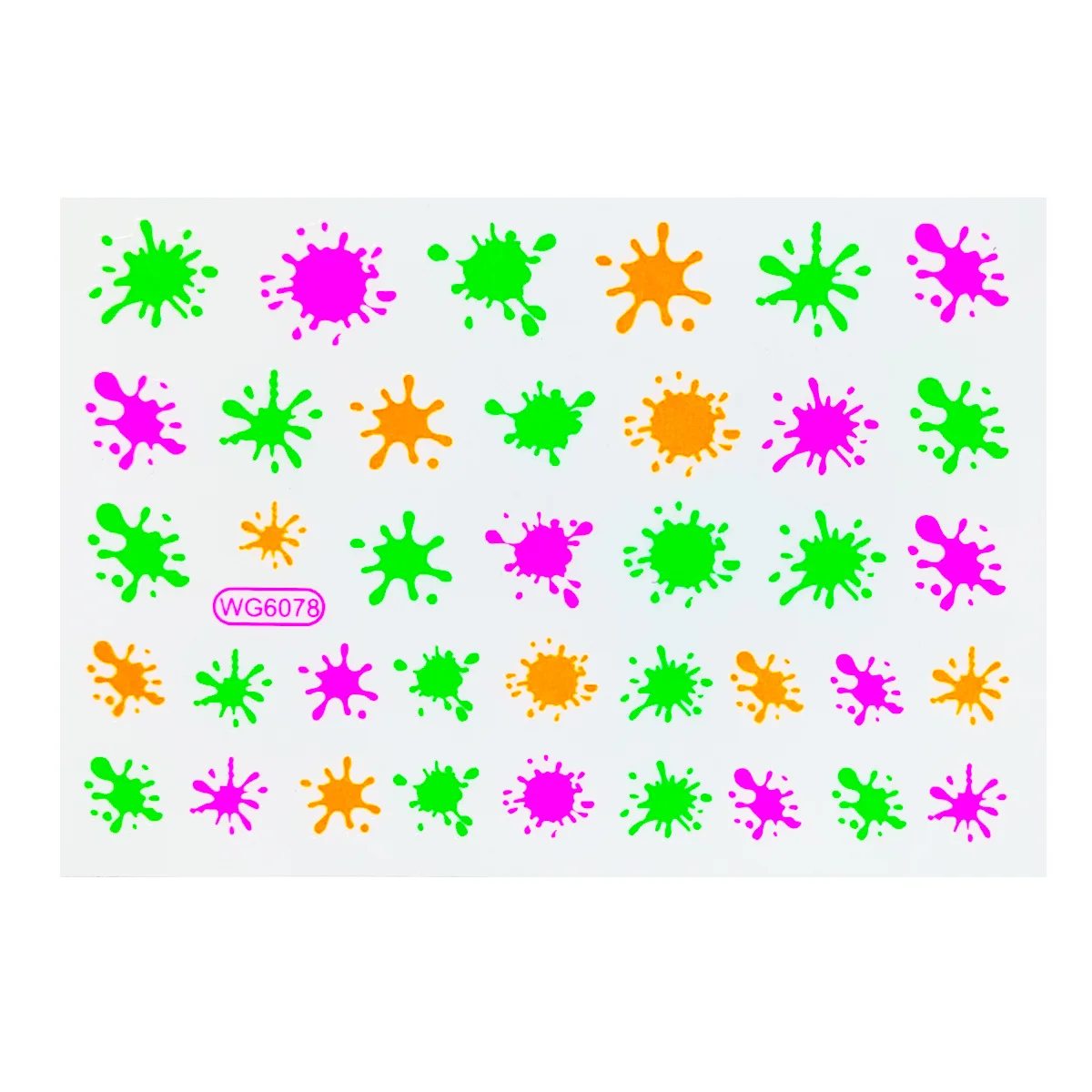 3D Fluorescent Nail Art Sticker Neon Stars Fireworks Water Drop