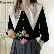 

Koamissa 2022 Women Black Velvet Blouse Spring Fashion Solid Long Sleeve Blusas All-Match Loose Office Lady Casual Shirt Vintage