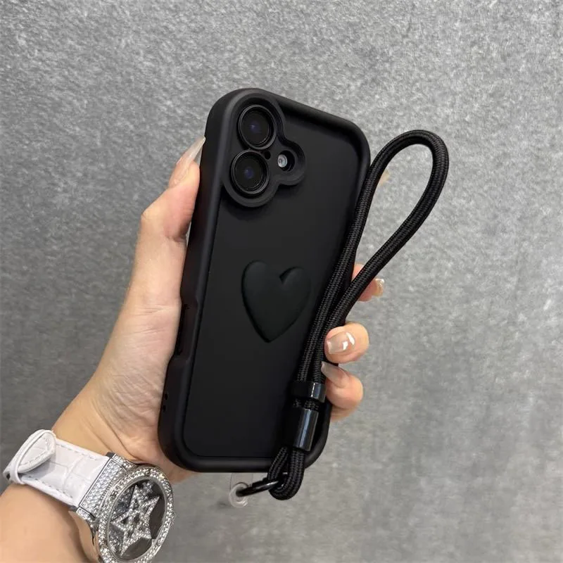 Chic Love Heart Hand Strap Soft Silicone Back Cover