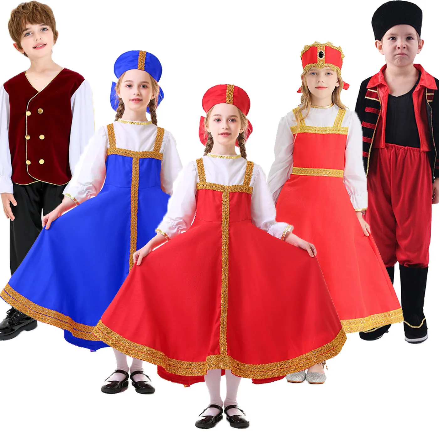 Costume Tradizionale Russo Unisex, Abito da Principessa o Principe Sarafan per Carnevale, Spettacoli Teatrali, Halloween e Cosplay - immagine 2