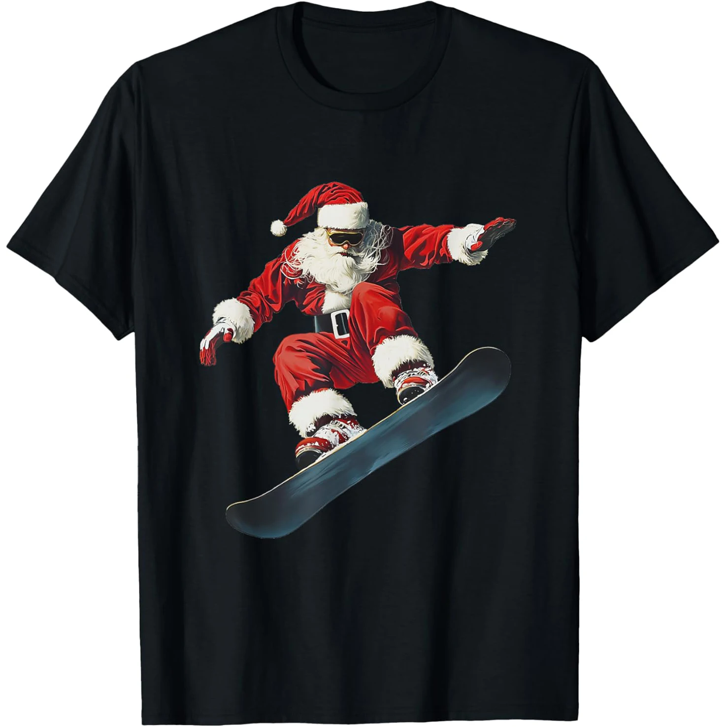 Weihnachten Santa Snowboard Snowboarden Snowboarder T-shirts Männer Casual 100% Baumwolle Übergroßen Rundhals Kragen Hip Hop T Shirt