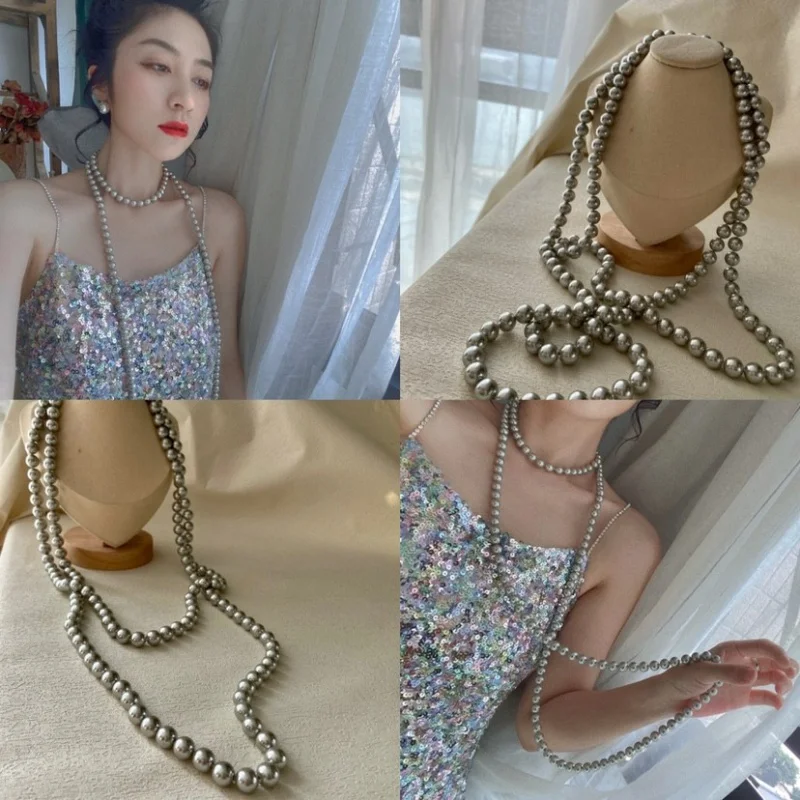 

10mm Pure Natural Deep Sea Shell Pearls Super Long 180cm Sweater Chain Sweater Chain