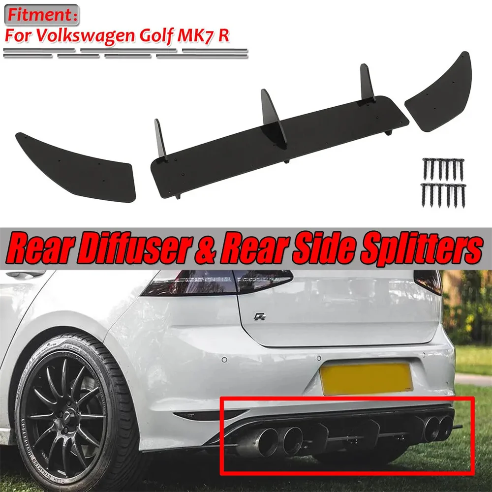 Difusor de labio de parachoques trasero, alerón trasero negro brillante para VW, Golf 7, MK7 R 2013-2016, accesorios