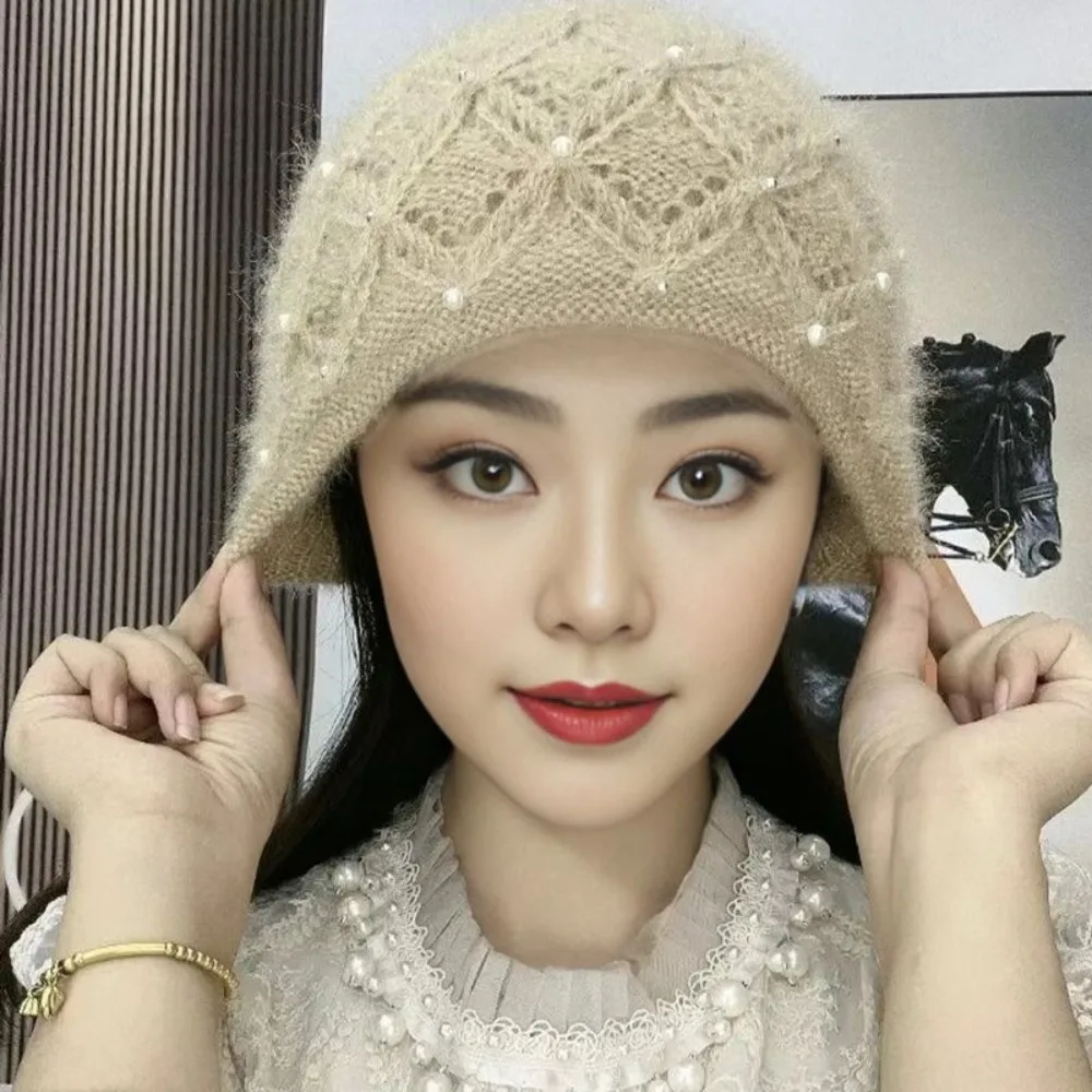 Fashion Large Head Circumference Knitted Hats Handmade Breathable Woolen Hats Pile Hats Women 6