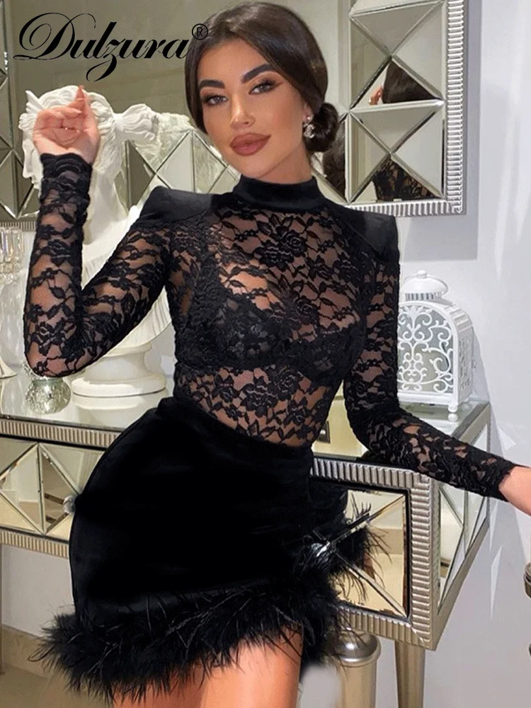 Dulzura Autumn Striped Ruched Ruffle Sexy Y2K Clothes Long Sleeve Bodycon Midi Dresses For Women Club Party Elegant Outfit