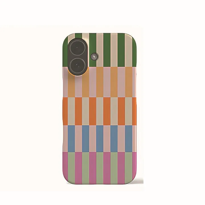 Colorful Stripes Phone Case for iPhone 17 16e 16 15 14 13 12 11 X XS XR XSMAX 7 8 Air Pro Max Plus Luxury Double-layer