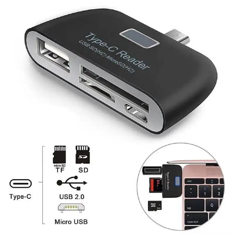 SD 카드 리더기 USB2.0/TF/SD/마이크로 USB 4 in 1 호환 안드로이드 폰 노트북 PC OTG