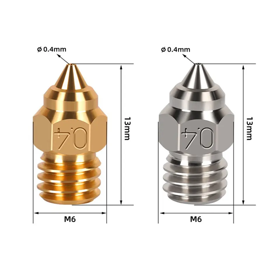 MK8 Nozzle For CR-6 SE Hard Steel Brass Copper Plated Nozzles for CR6 SE CR5 Pro Ender 3 S1 Pro CR10 V2 Ender5 Nozzle 0.4 0.6mm image 4