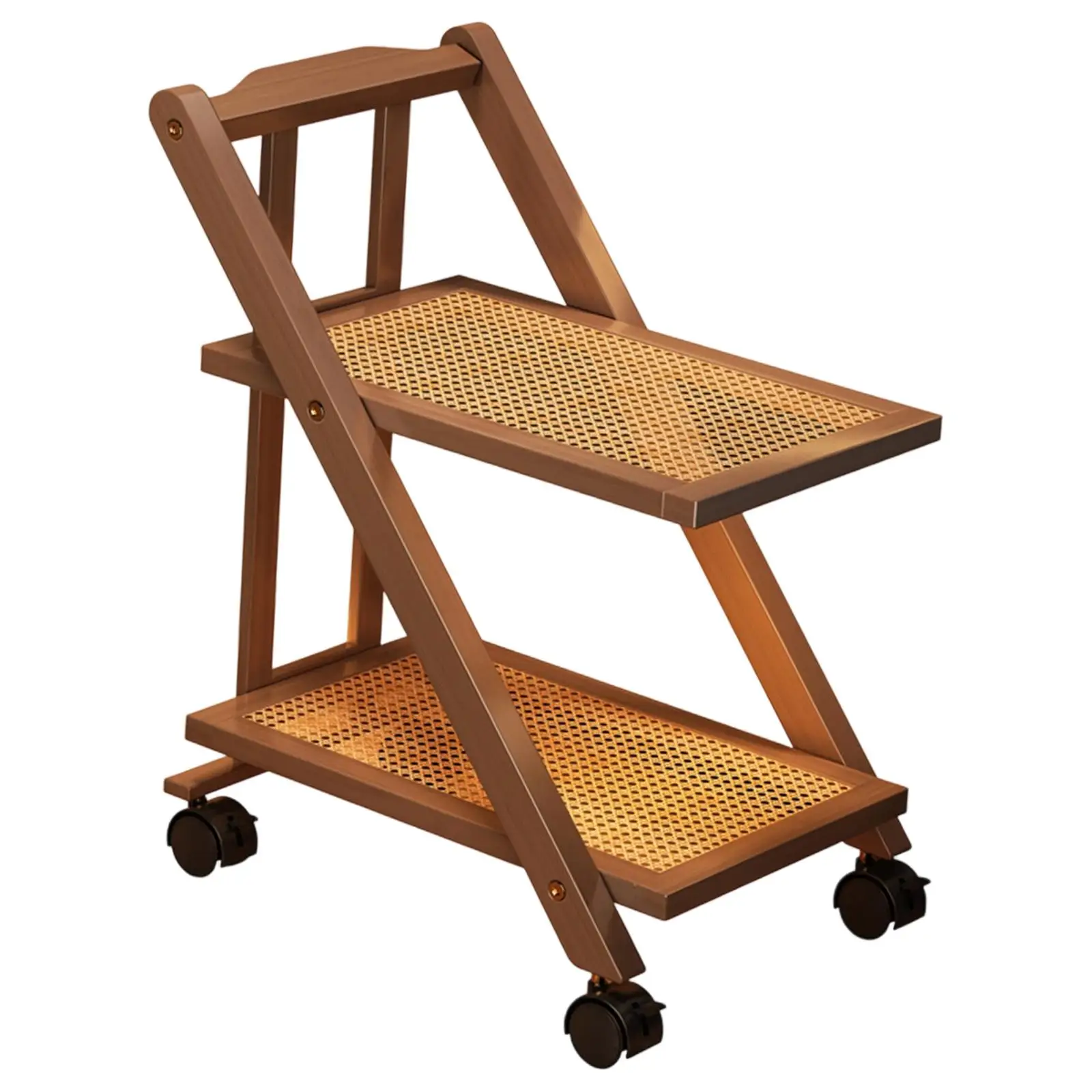 Rolling Utility Cart Folding Stylish Portable Movable Storage Rack Practical Bedside Table for Kitchen Bathroom Home Office Bar