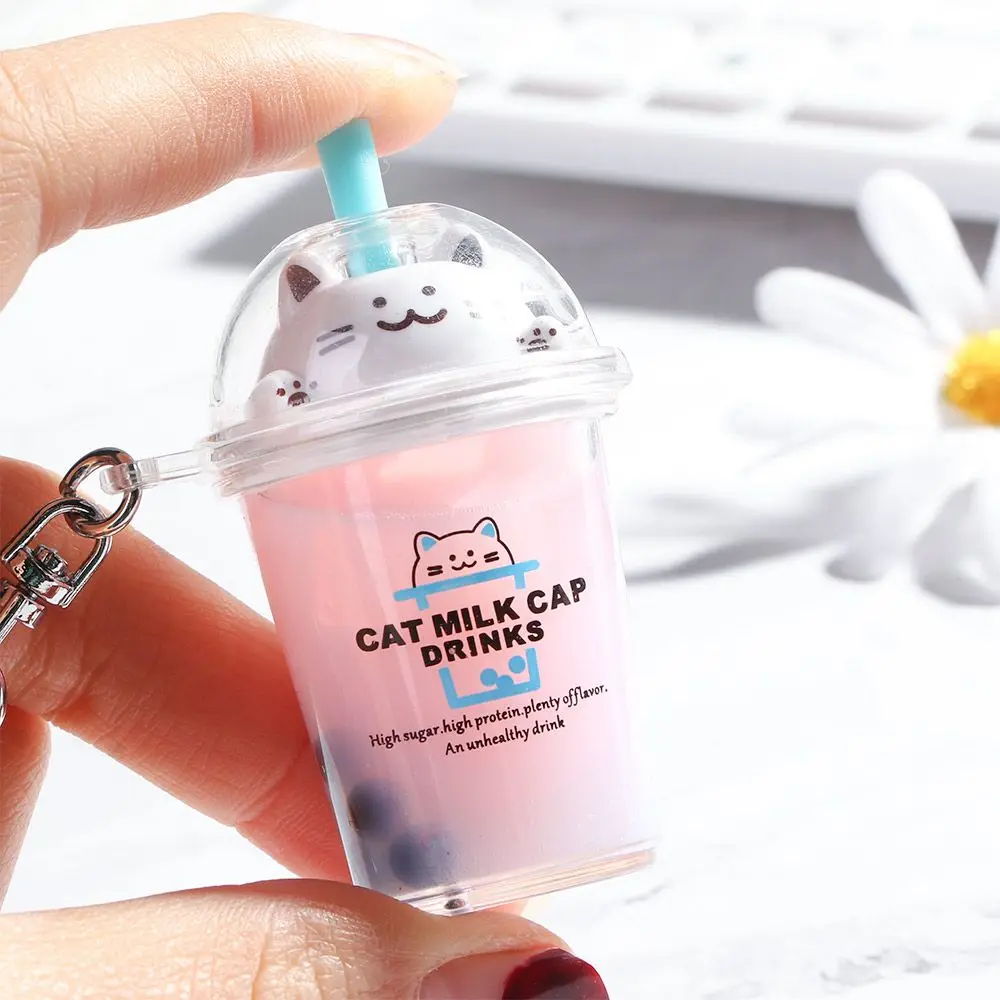 

Quicksand Christmas Gift Sequin Cup Milk Tea Cute Cat Acrylic Pendant Fruit Fashion Accessories Key Chain Key Ring Jewelry