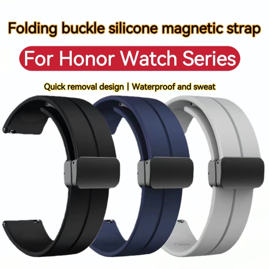 

Magnetic Buckle Strap For Honor Magic2 GS3 3i GSPro Strap Magnetic Silicone Waterproof Watch Replacement Wrist Strap