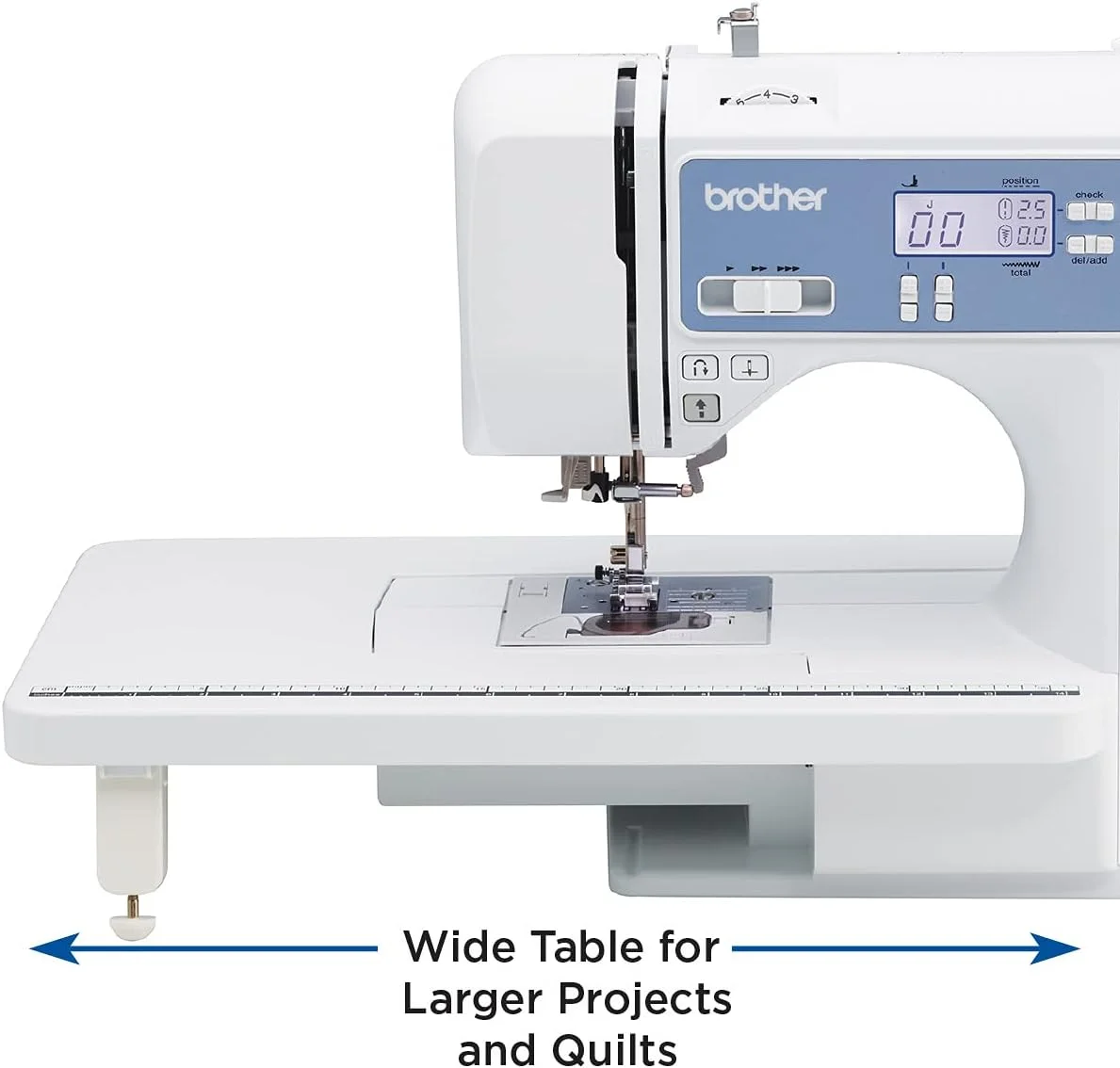 Sewing and Quilting Machine, Computerized, 165 Built-in Stitches, LCD Display, Wide Table, 8 Included Presser Feet, White,