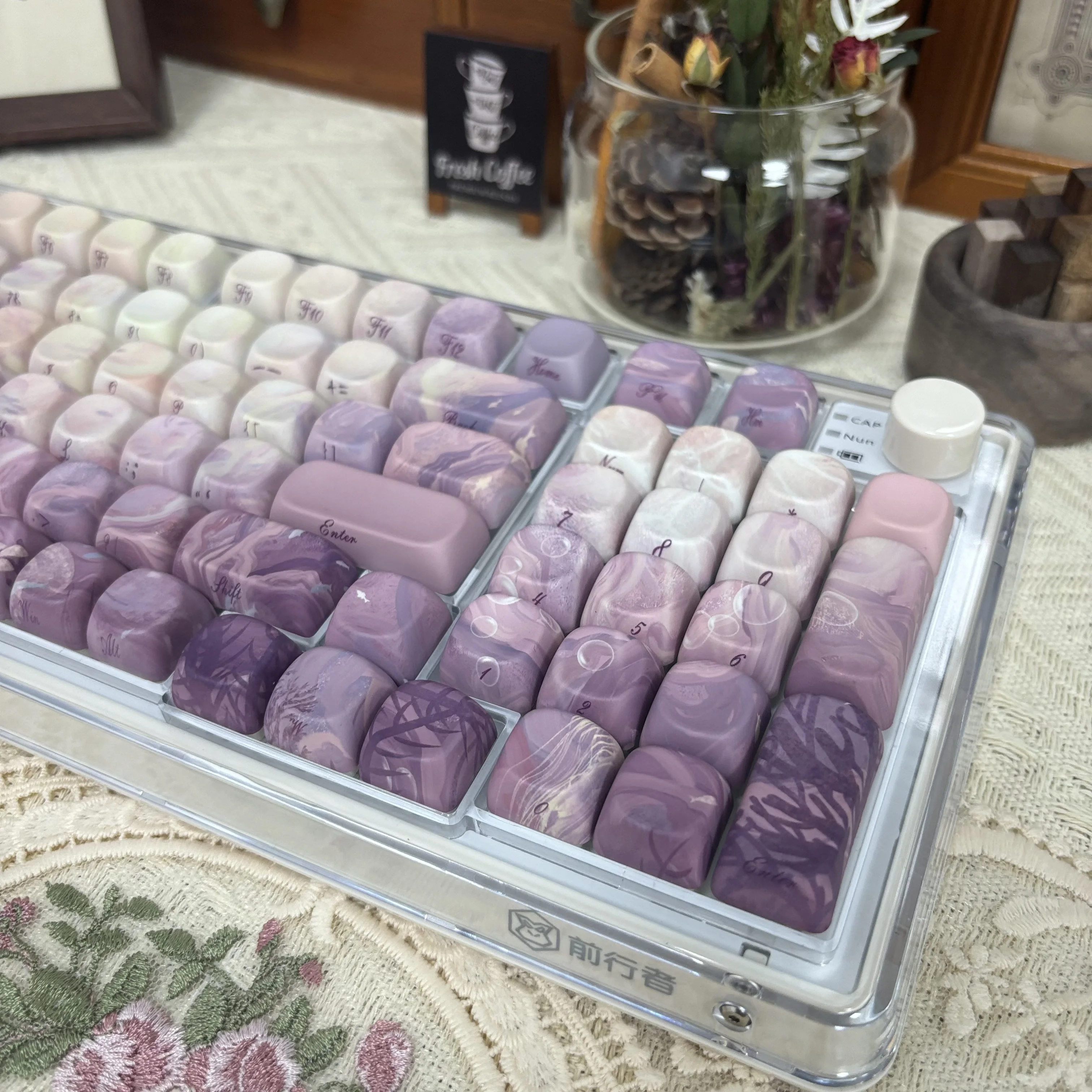 lado MOA gravado, PBT, opaco, roxo estética,