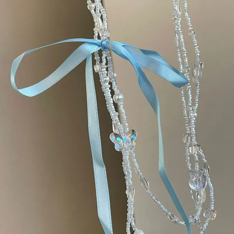 Boho Style Crystal Beaded Bow Women's Necklace Fashion Luxury Daily Casual Club Party Necklace For Women Jewelry Accessories