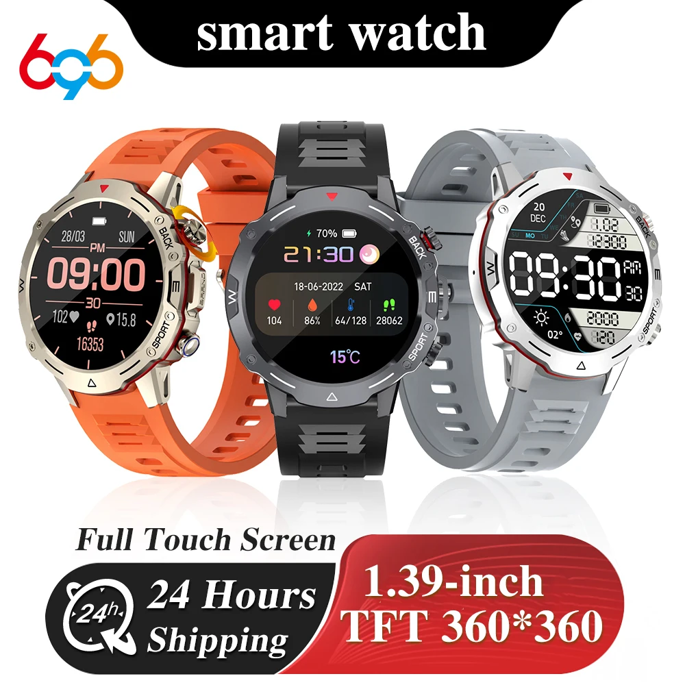 

1.39" Outdoors Sports Fitness Men Smart Watch Blue Tooth Call Heart Rate Blood Oxygen Waterproof Watches Music 2023 Smartwatch