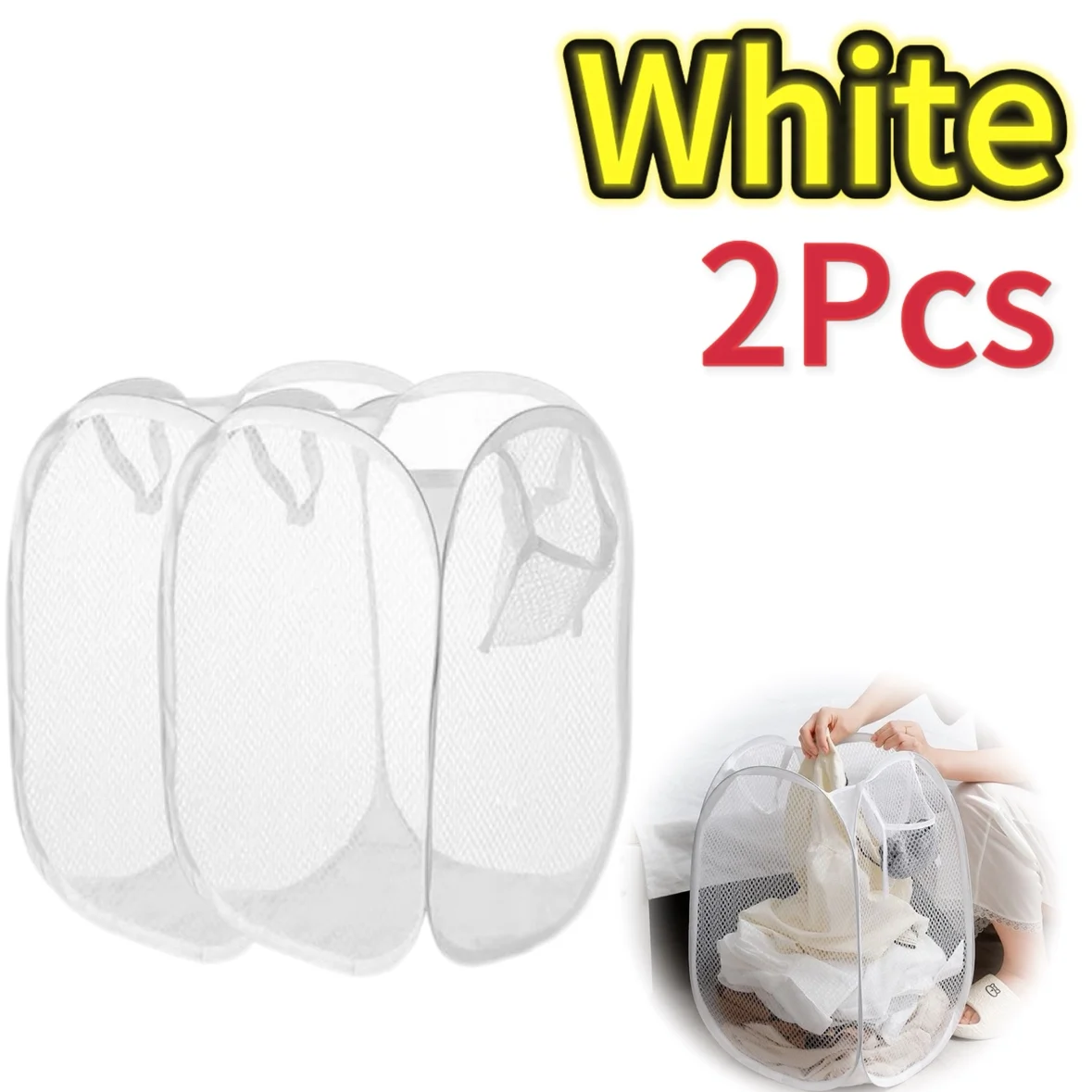 Compact Pop-Up Mesh Laundry Hamper – Breathable & Space-Saving Basket