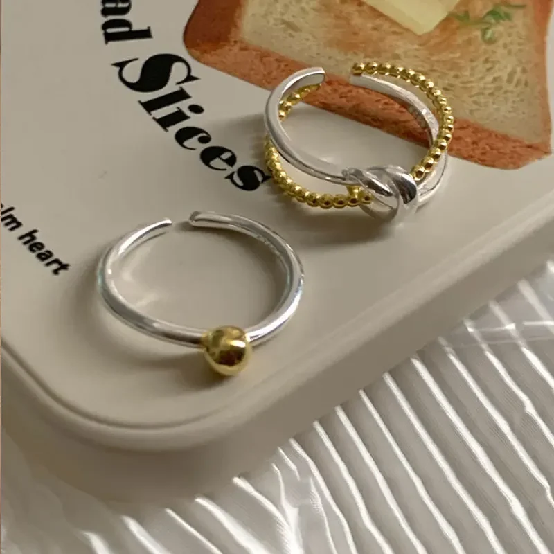 

Personality Silver Hollow Double Cross Ball Gold Color Adjustable Ring Fashion Jewelry for Women Lover Party Elegant Accessories