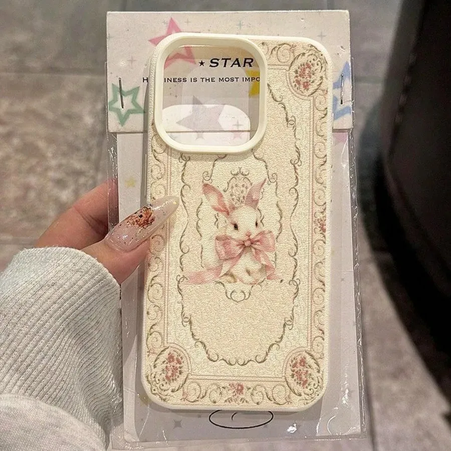 รูปสินค้า เคสโทรศัพท์ TPU ลายกระต่ายโบว์ชมพูหวาน ปกป้อง iPhone ได้ทุกรุ่น